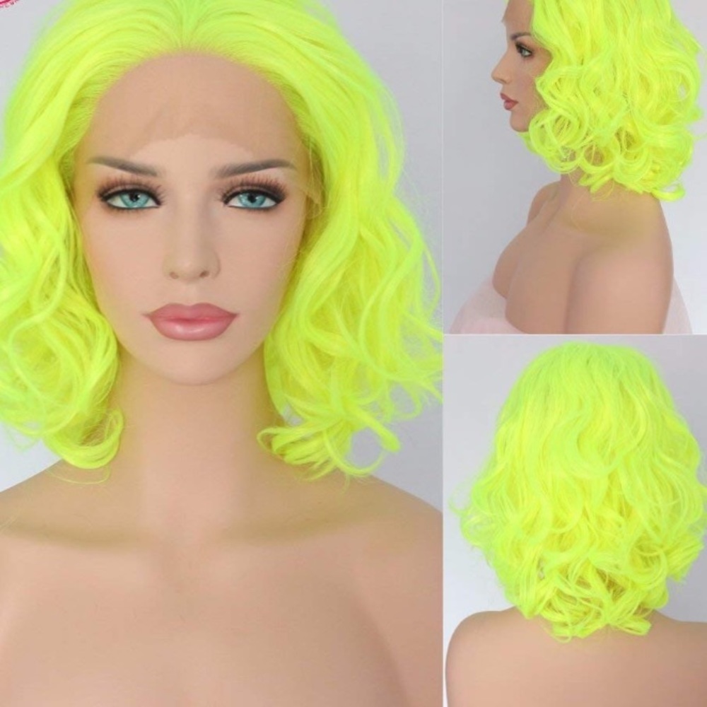💫 KERRI NEON WAVY CURL BOB LACE FRONT WIG *NWT* - Picture 1 of 9